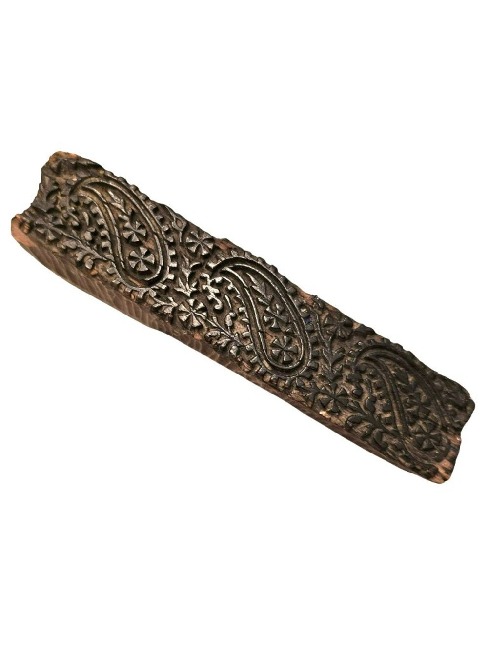 Antique Hand-Carved Wooden Textile Printing Block Paisley Floral Pattern JH1878